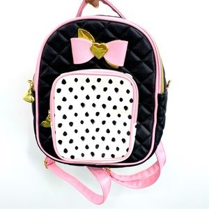 BETSEY JOHNSON Be Mine Pink + Black Convertible Mini Backpack